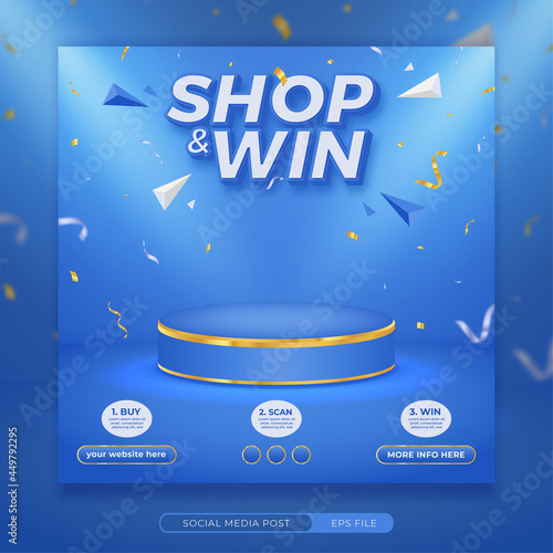 Shop and win invitation contest social media banner template photo