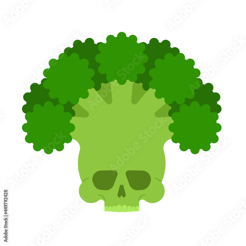 Skull broccoli isolated. Deadly scary vegetable vector illustration