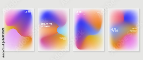 Fluid gradient background. Minimalist posters, cover, wall arts with colorful geometric shapes and liquid color. Modern wallpaper design for presentation, home decoration. website and banner.