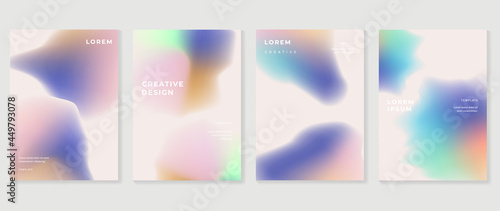 Fluid gradient background. Minimalist posters, cover, wall arts with colorful geometric shapes and liquid color. Modern wallpaper design for presentation, home decoration.  website and banner.