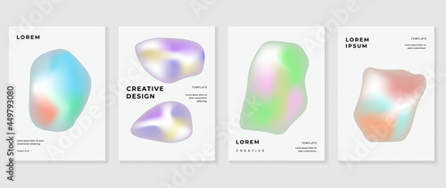 Fluid gradient background. Minimalist posters, cover, wall arts with colorful geometric shapes and liquid color. Modern wallpaper design for presentation, home decoration.  website and banner.