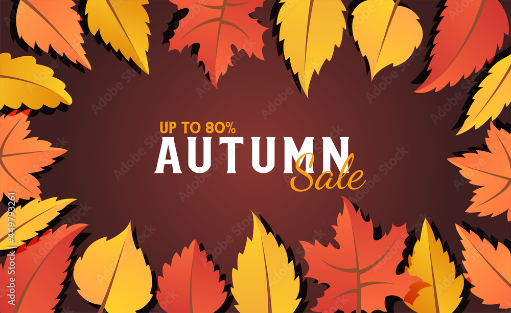 Hallo autumn sale background layout decorate with leaves for shopping sale or promo poster and frame leaflet or web banner.Vector illustration template. Hallo autumn sale background layout decorate with leaves for shopping sale or promo poster and frame leaflet or web banner.Vector illustration template.