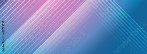 Blue pink lines technology futuristic background. Minimal vector banner design