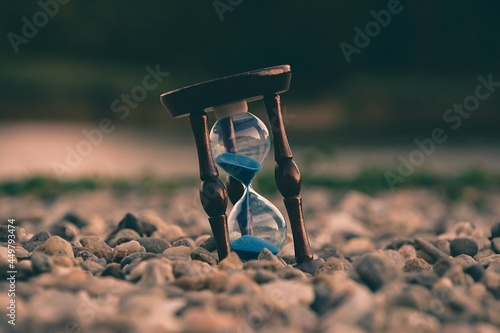 hourglass on the sand time, hourglass, clock, sand, glass, timer, business, sandglass, hour, object, money,  photo