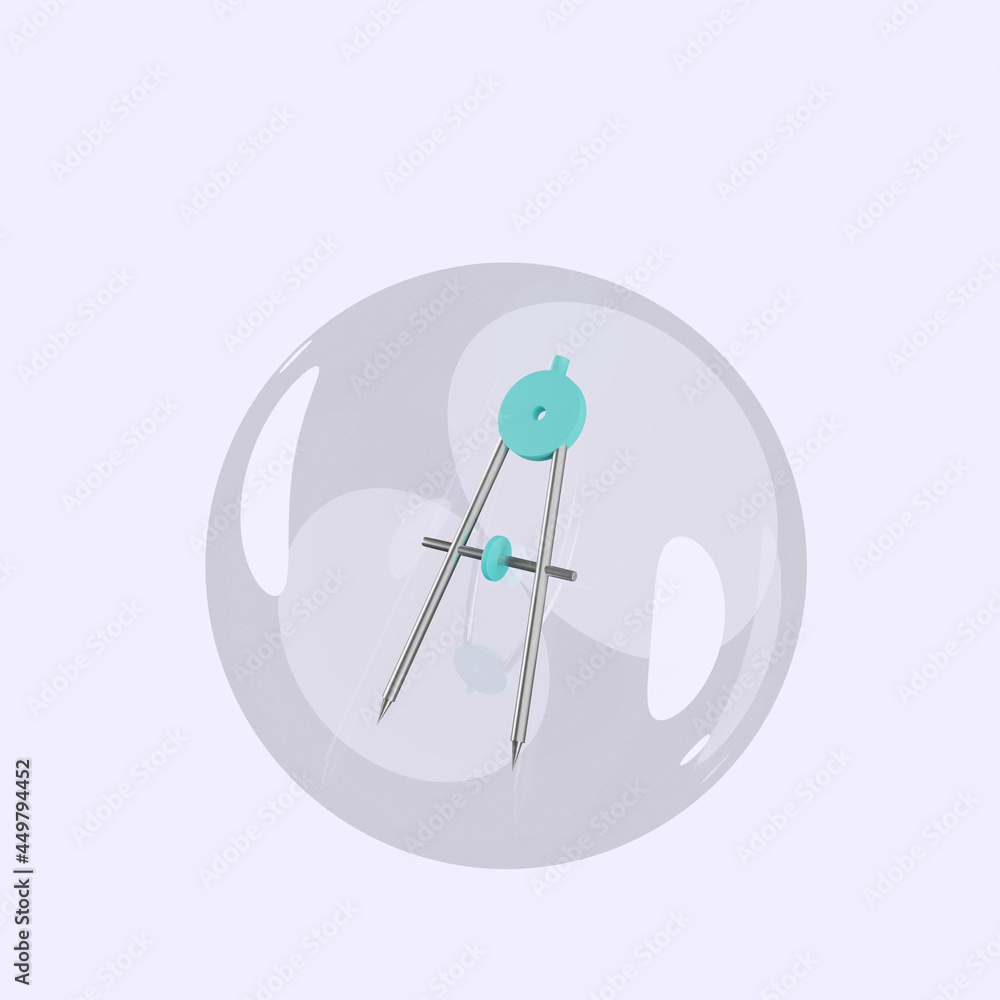 3d illustration of object orleon scale inside bubbles 3d illustration of object orleon scale inside bubbles