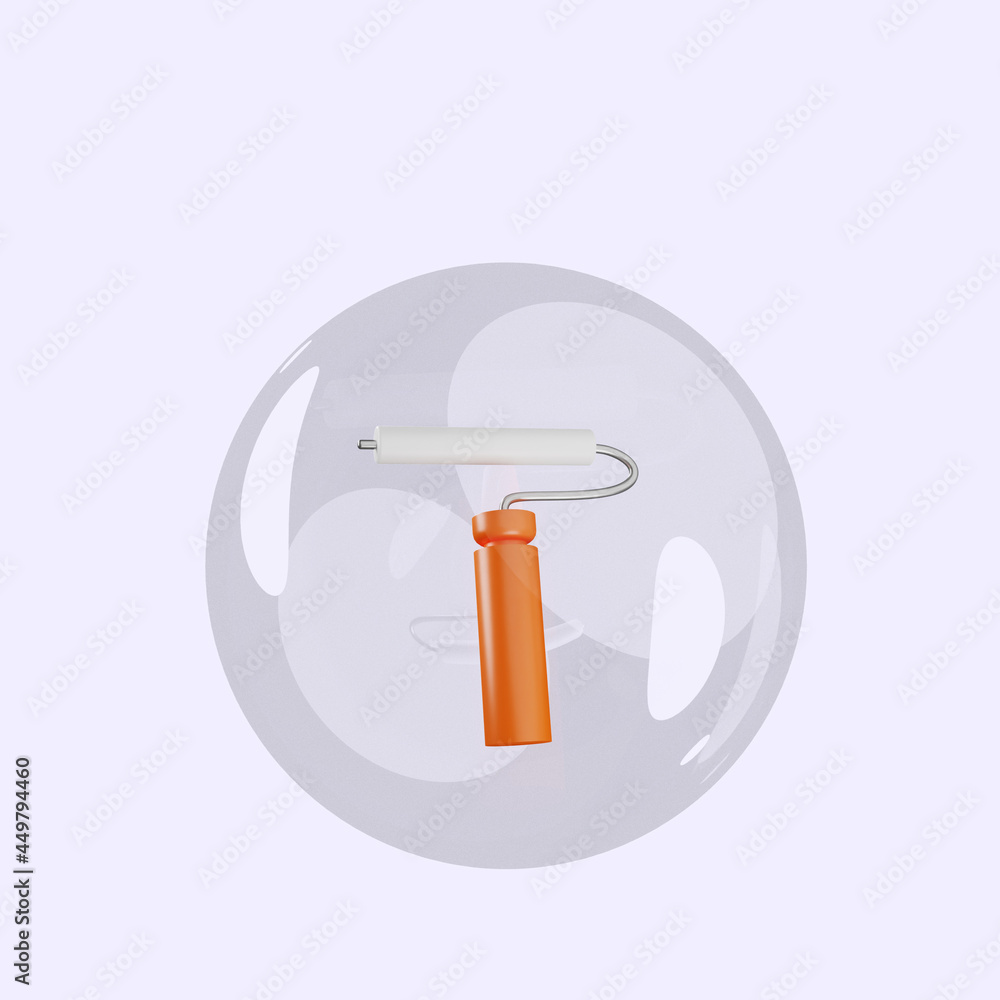 3d illustration of object equipment inside bubbles 3d illustration of object equipment inside bubbles