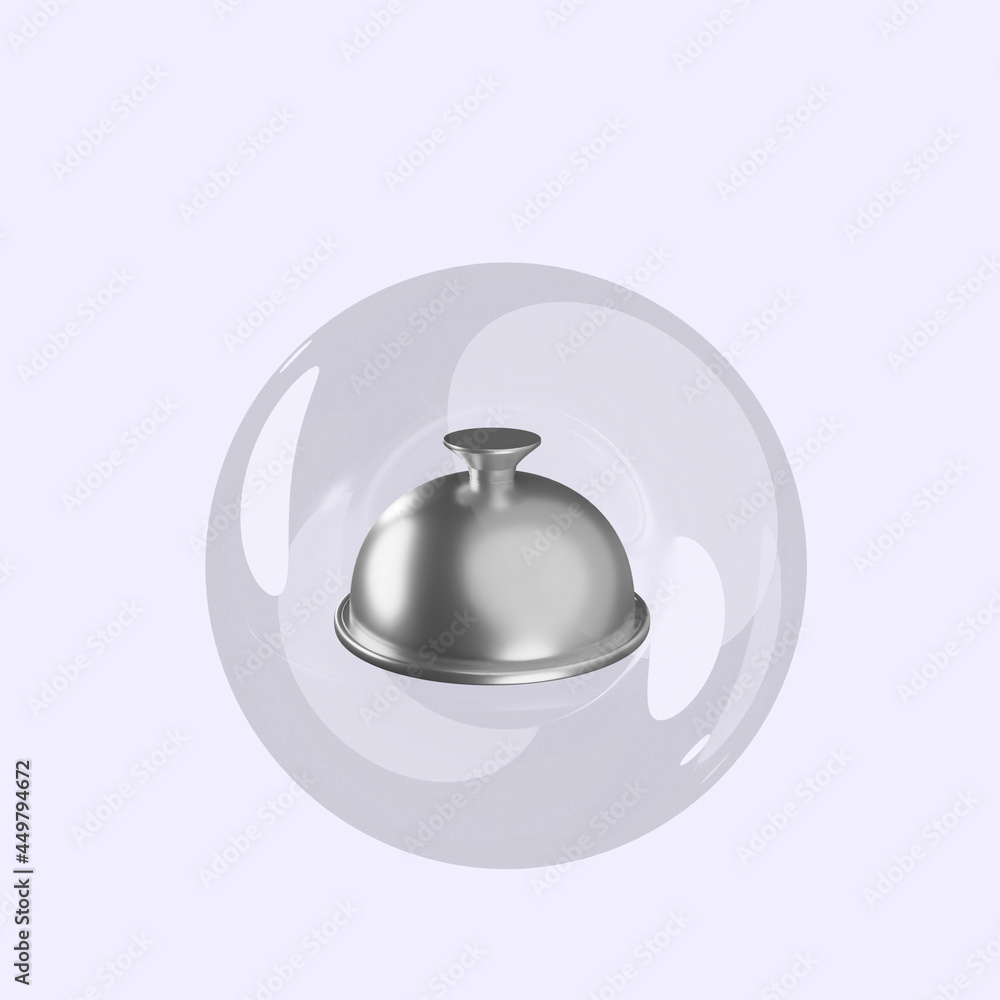 3d illustration of object food closing inside bubbles 3d illustration of object food closing inside bubbles