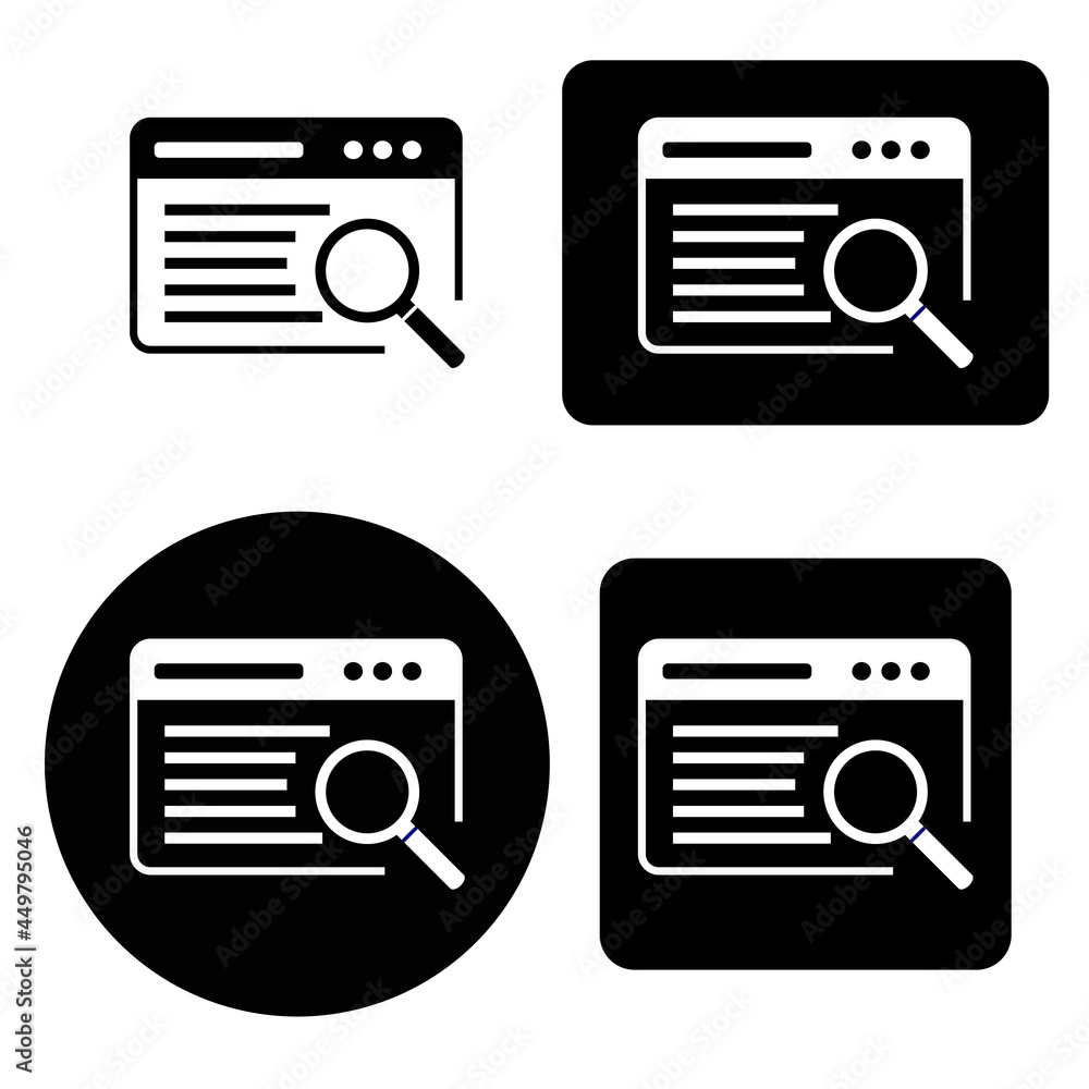 Vector Web search icon on a white background. Suitable for web and apps Vector Web search icon on a white background. Suitable for web and apps