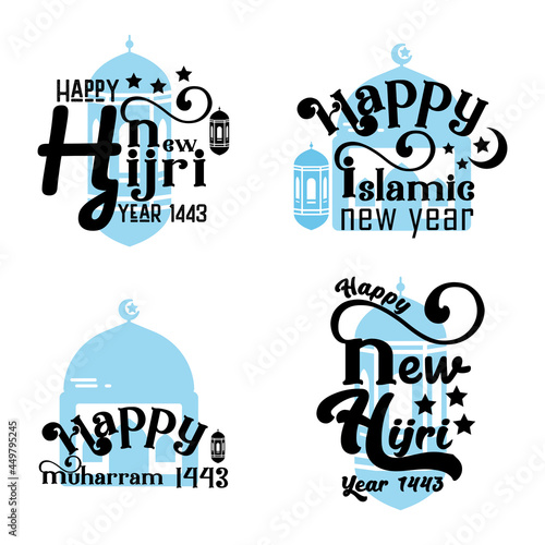 Islamic new year bundle quote. Lettering quotes. Modern lettering art for prints and posters, sublimation, decoration, greeting card, t-shirt, mug, etc. Vector illustration photo