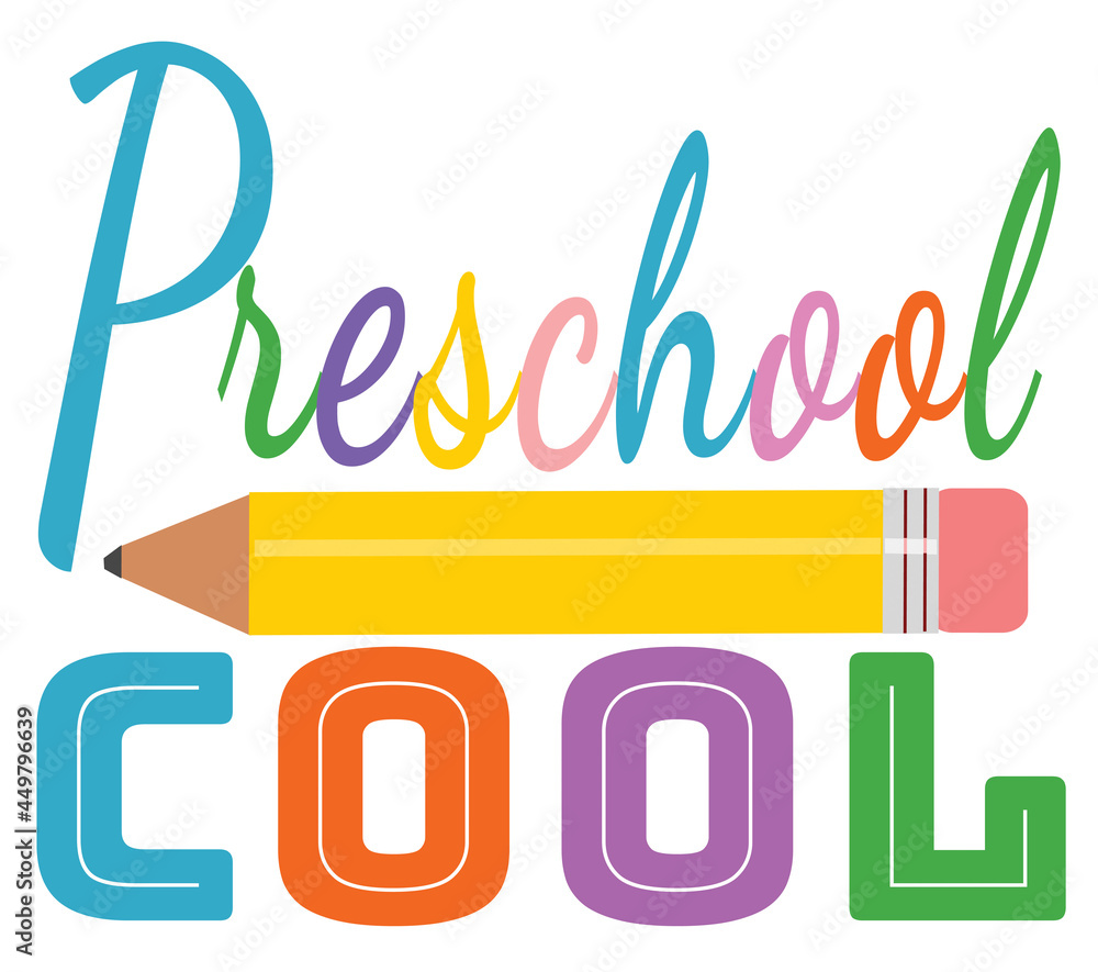 Preschool cool colorful banner with pencil