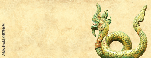 Tableau sur toile Grunge background with paper texture and asian naga snake
