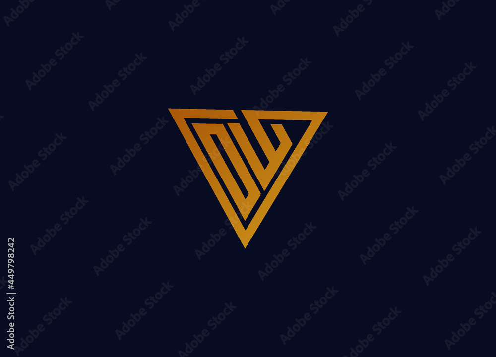 DW Logo monogram isolated triangle with triangular shape on blue background DW Logo monogram isolated triangle with triangular shape on blue background