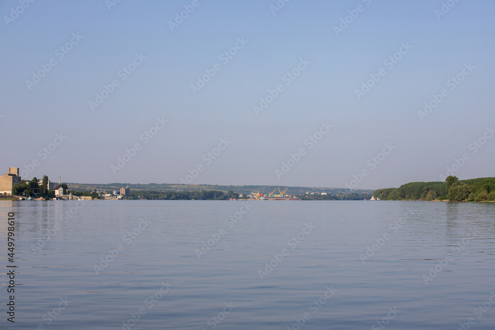 Landscape with the Danube river and the port of Silistra - Bulgaria