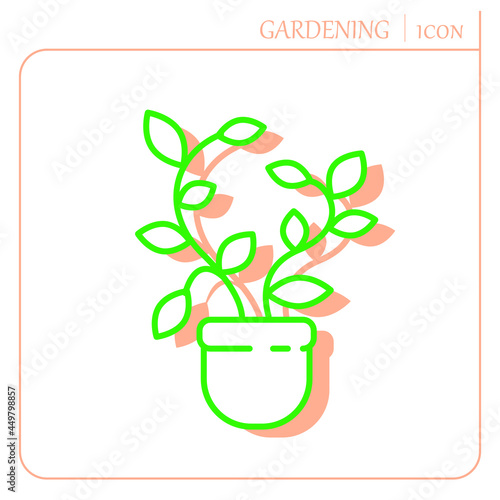 Houseplant line vector icon. Editable stroke. Isolated background. Gardening concept for site, mobile app ect