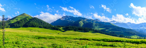 Nalati grassland with beautiful mountain natural landscape in Xinjiang,China. © ABCDstock