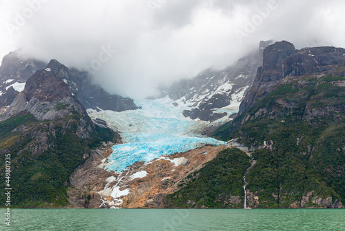 Balmaceda glacier in spring by Last Hope Sound fjord, Bernardo O'Higgins national park, Patagonia, Chile. photo