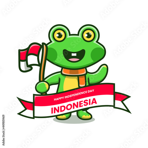 cute frog celebration indonesia independence day