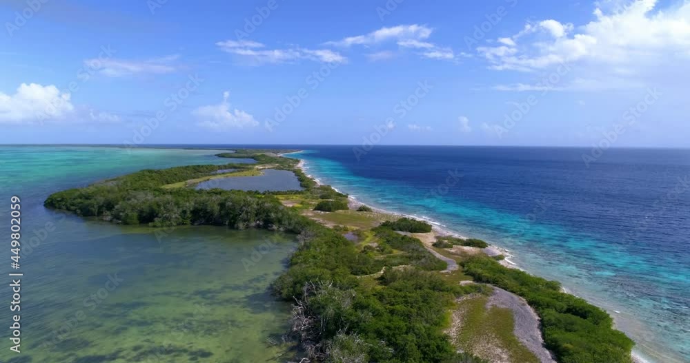 forward aerial drone view, over Cote barrier reef ,Los Roques venezuela, Fantastic, landscape Caribbean Sea forward aerial drone view, over Cote barrier reef ,Los Roques venezuela, Fantastic, landscape Caribbean Sea