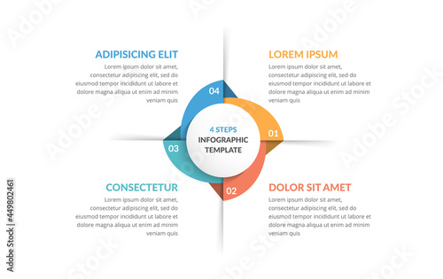 Circle infographic template with four steps or options, process chart