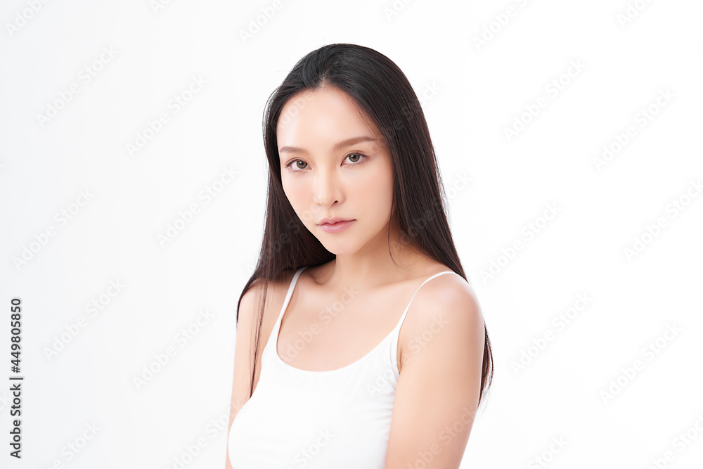Beautiful young asian woman with clean fresh skin on white background, Face care, Facial treatment, Cosmetology, beauty and spa, Asian women portrait. Beautiful young asian woman with clean fresh skin on white background, Face care, Facial treatment, Cosmetology, beauty and spa, Asian women portrait.