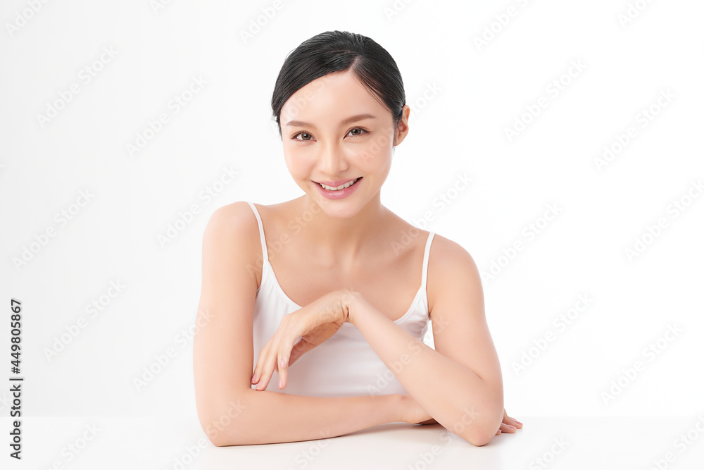 Beautiful young asian woman with clean fresh skin on white background, Face care, Facial treatment, Cosmetology, beauty and spa, Asian women portrait. Beautiful young asian woman with clean fresh skin on white background, Face care, Facial treatment, Cosmetology, beauty and spa, Asian women portrait.