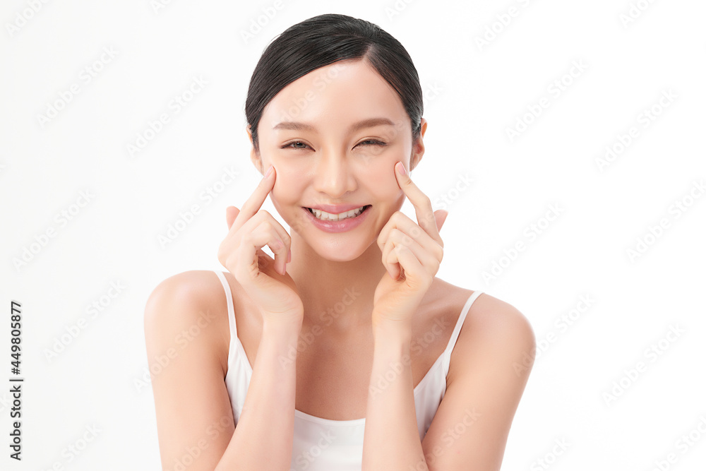 Beautiful young asian woman with clean fresh skin on white background, Face care, Facial treatment, Cosmetology, beauty and spa, Asian women portrait. Beautiful young asian woman with clean fresh skin on white background, Face care, Facial treatment, Cosmetology, beauty and spa, Asian women portrait.