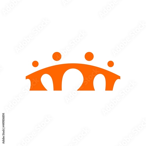 together family parent and children bridge logo vector icon illustration