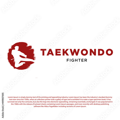 Korean Traditional Martial Arts Taekwondo. Cool Logo Vector Illustration isolated on white background. Silhouette style