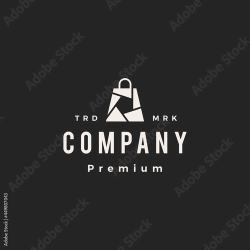 shutter shop store shopping bag camera photo hipster vintage logo vector icon illustration