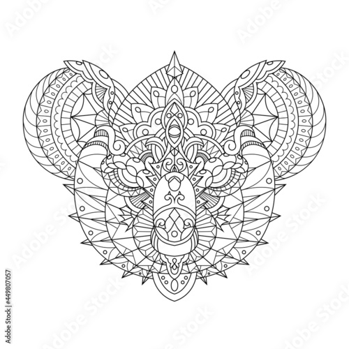 Photography Koala Mandala Zentangle Illustration in Lineal Style