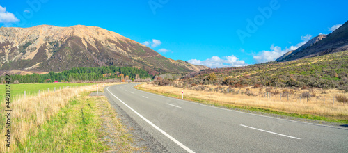 Beautiful scenery of State Highway 73 of NZ route from Sheffield to Arthur's pass National Park , South Island of New Zealand.