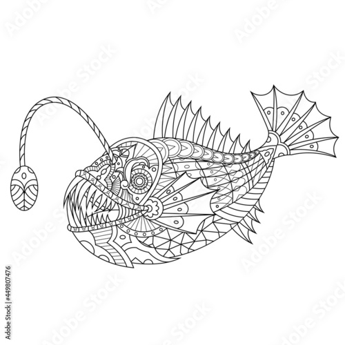 Angler Fish Mandala Zentangle Lineal Style