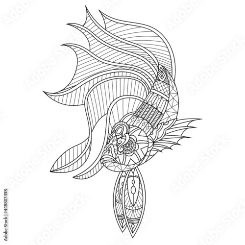 Betta Fish Mandala Zentangle Lineal Style