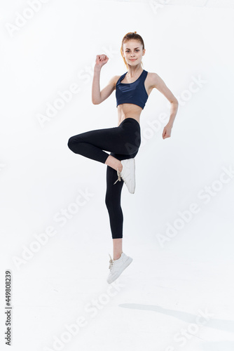 sportive woman jumping workout energy active lifestyle
