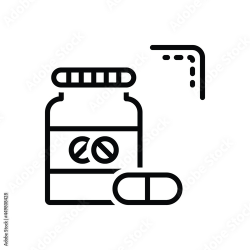 Black line icon for medicines