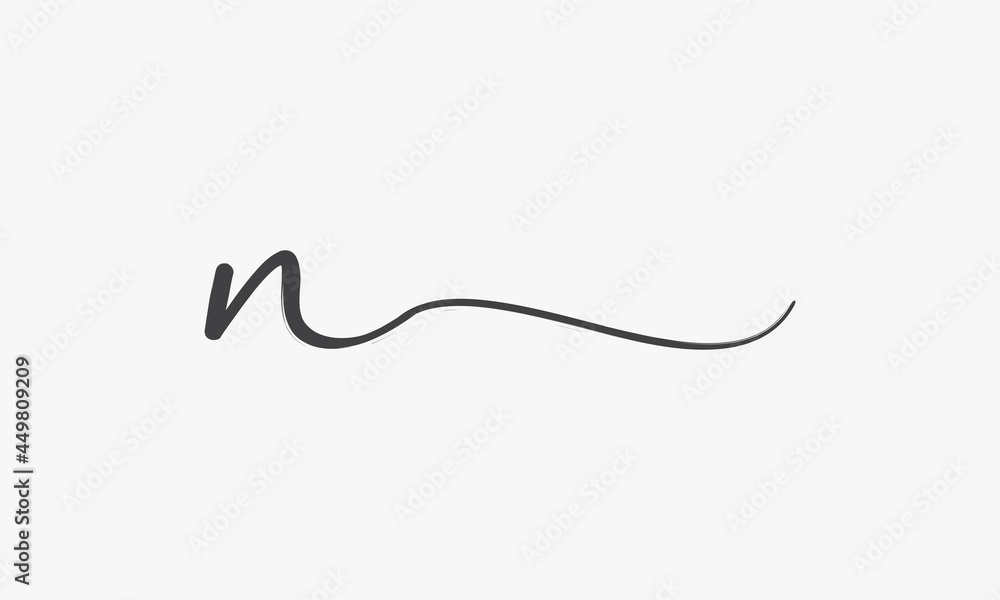 letter N brush script isolated on white background. letter N brush script isolated on white background.
