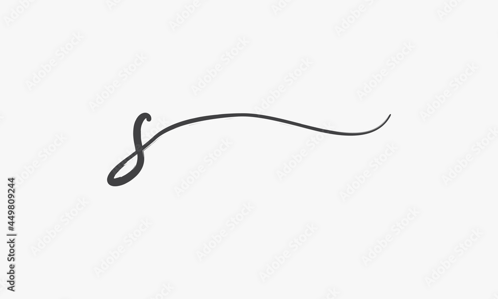 letter S brush script isolated on white background. letter S brush script isolated on white background.