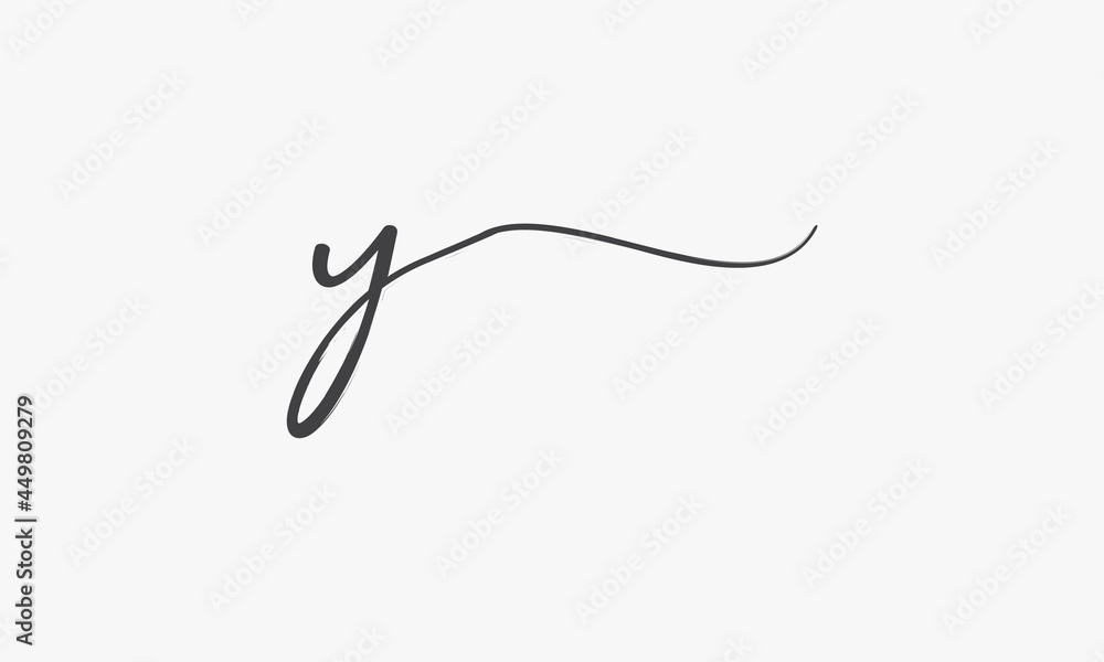 letter Y brush script isolated on white background.