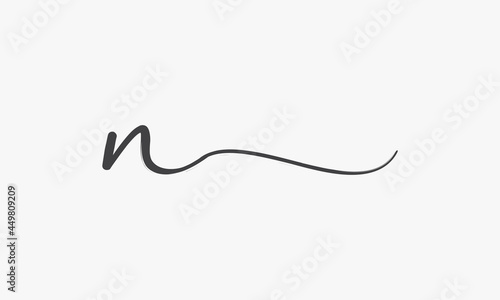 letter N brush script isolated on white background.