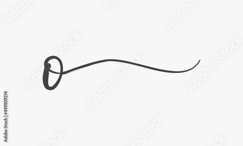 letter O brush script isolated on white background.