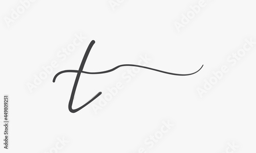 letter T brush script isolated on white background.