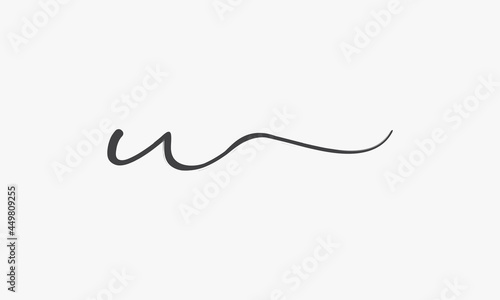 letter U or W brush script isolated on white background.