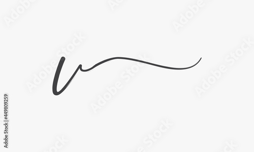 letter V brush script isolated on white background.