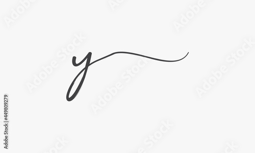 letter Y brush script isolated on white background.