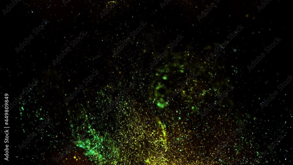 Particle gold dust flickering on black background. Gold Dust Waves. Gold Particles Moving Background. Particle from below. 4k abstract Footage background for text.
Particle gold dust flickering on black background. Gold Dust Waves. Gold Particles Moving Background. Particle from below. 4k abstract Footage background for text.