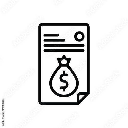 Black line icon for fee