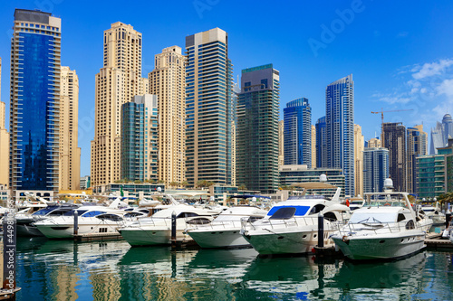 Dubai Marina skyscrapers and port in Dubai, United Arab Emirates © fotofabrika