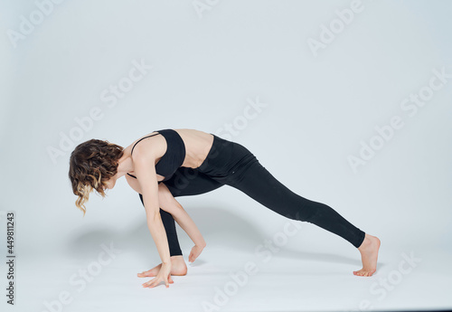 woman gymnast workout stretch isolated background