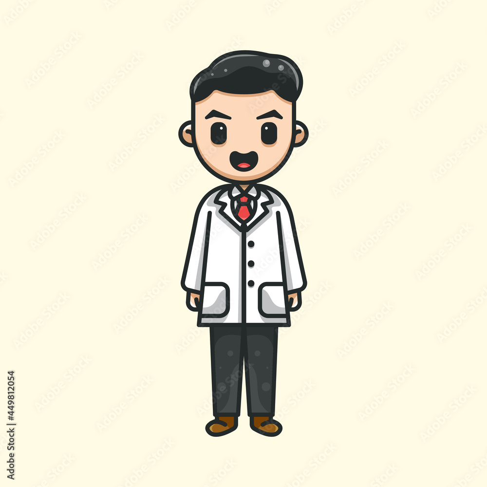 cute male doctor for character, icon, logo, sticker and illustration.