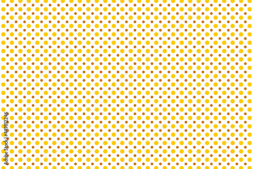 White and yellow Polka Dot seamless pattern. For tablecloths, clothes, shirts, dresses, paper, bedding, blankets, quilts, and other textile products. Vector background.